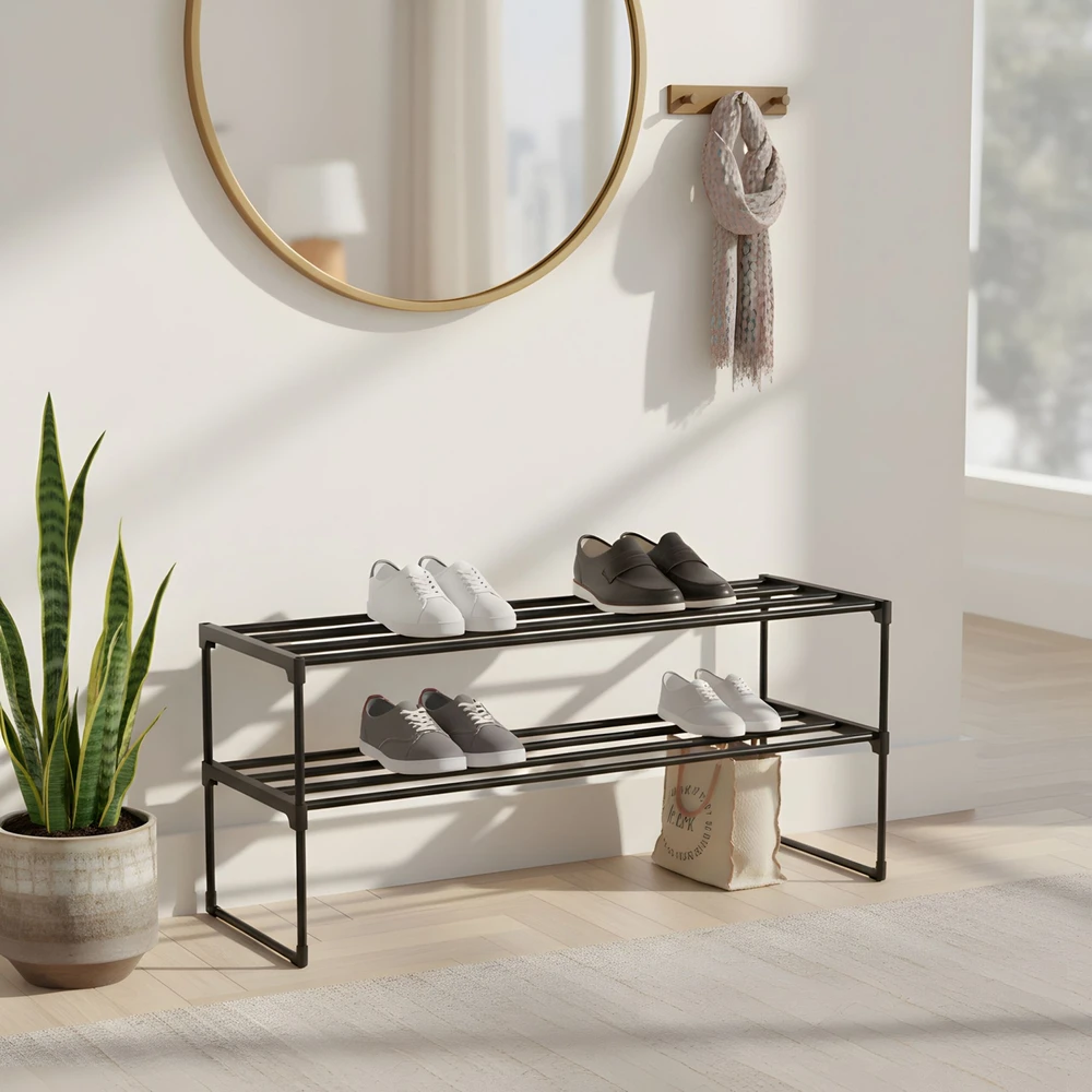 Relaxdays Metalinis batų stovas su plastikinėmis lentynomis