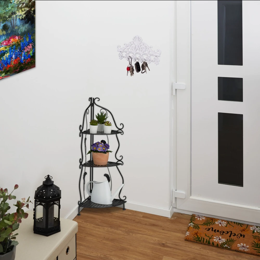 Relaxdays Metalinis kampinis stelažas augalams ir dekorui