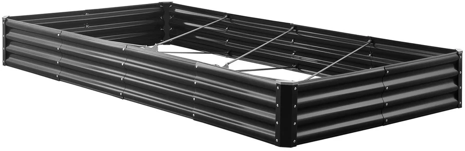 VEVOR Pakeliama metalinė daržovių lysvė, 240 x 120 x 28 cm, tamsiai pilka