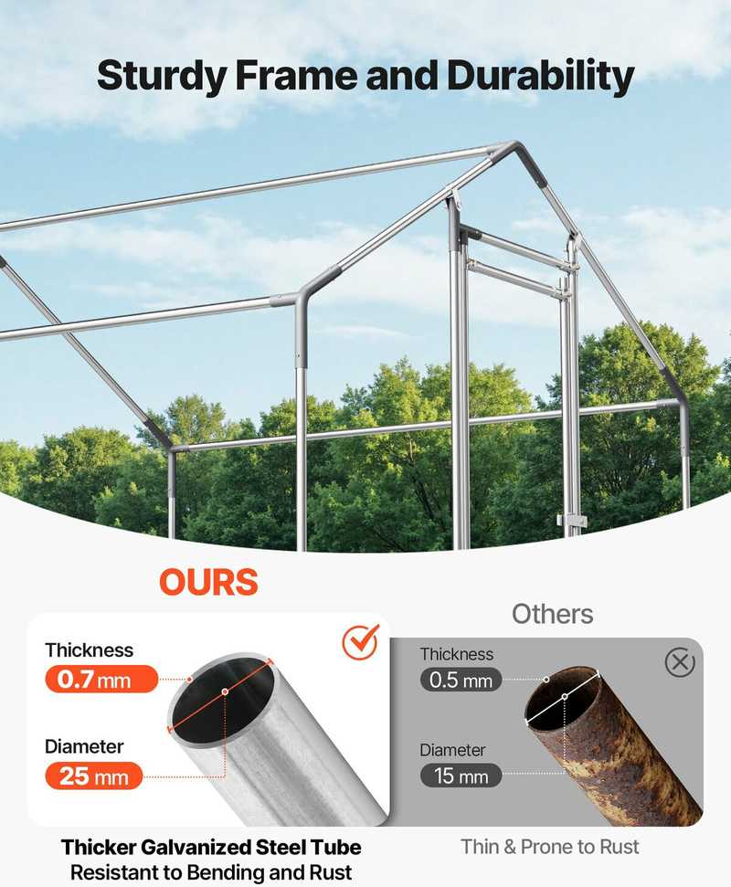 VEVOR Metalinis paukštidės aptvaras 2x2x2 m