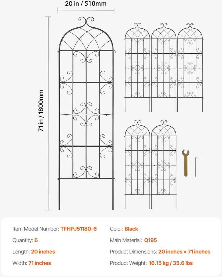 VEVOR Metalinis sodo grotelės vijokliniams augalams 180x51 cm