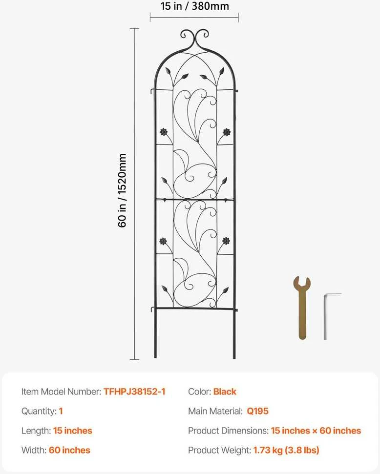 VEVOR Metalinis sodo parametras vijokliniams augalams 152 x 38 cm