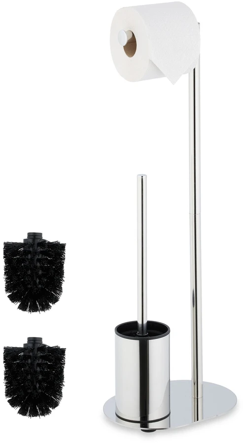 Relaxdays Metalinis tualetinio popieriaus laikiklio ir šepečio rinkinys