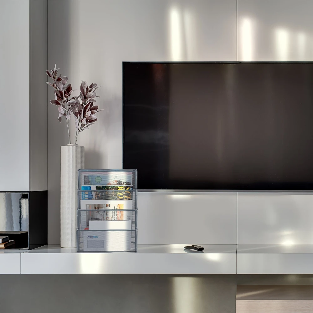 Relaxdays Metalinis žurnalų laikiklis su 4 skyriais
