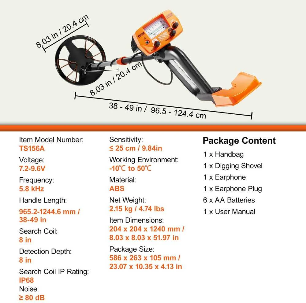 VEVOR Metalo detektorius su IP68 apsauga