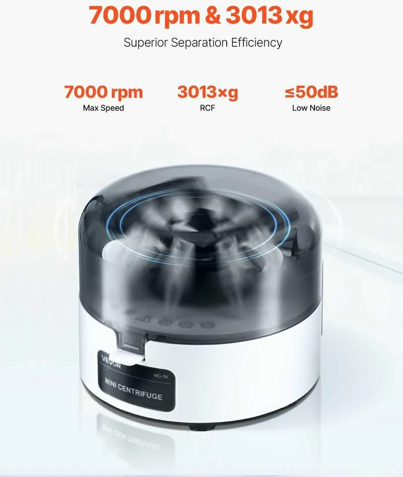 VEVOR Mini centrifuga 0.2/1.5/2 ml, 7000 aps./min.
