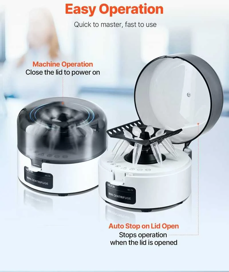 VEVOR Mini centrifuga 0.2/1.5/2 ml, 7000 aps./min.