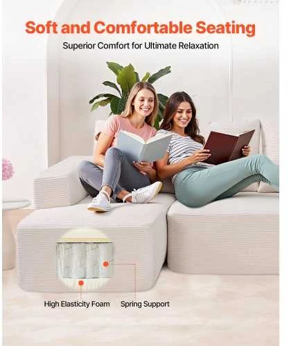 Sofa VEVOR Minkštas U formos modulinis kampas su šezlongu