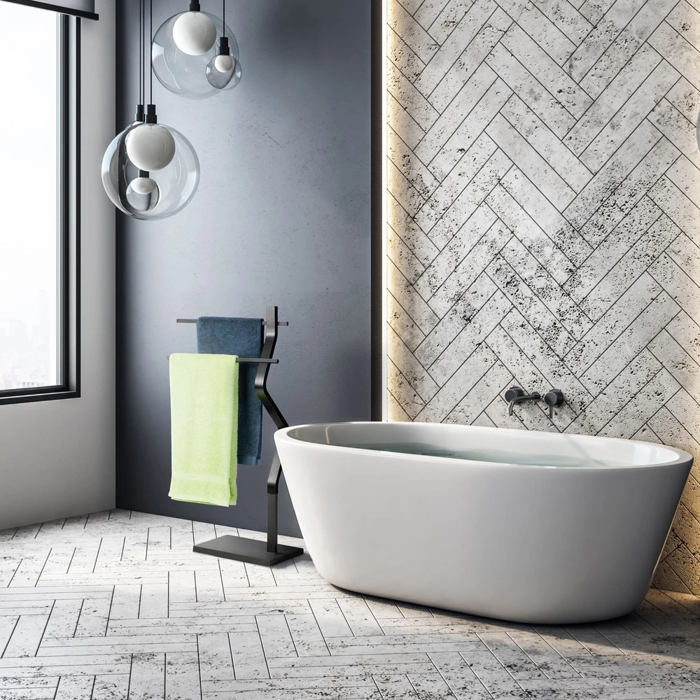 Relaxdays Modernus juodos spalvos rankšluosčių stovas