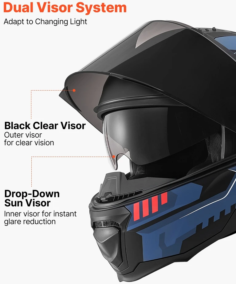 VEVOR Modulinis motociklo šalmas, atverčiamas, XL