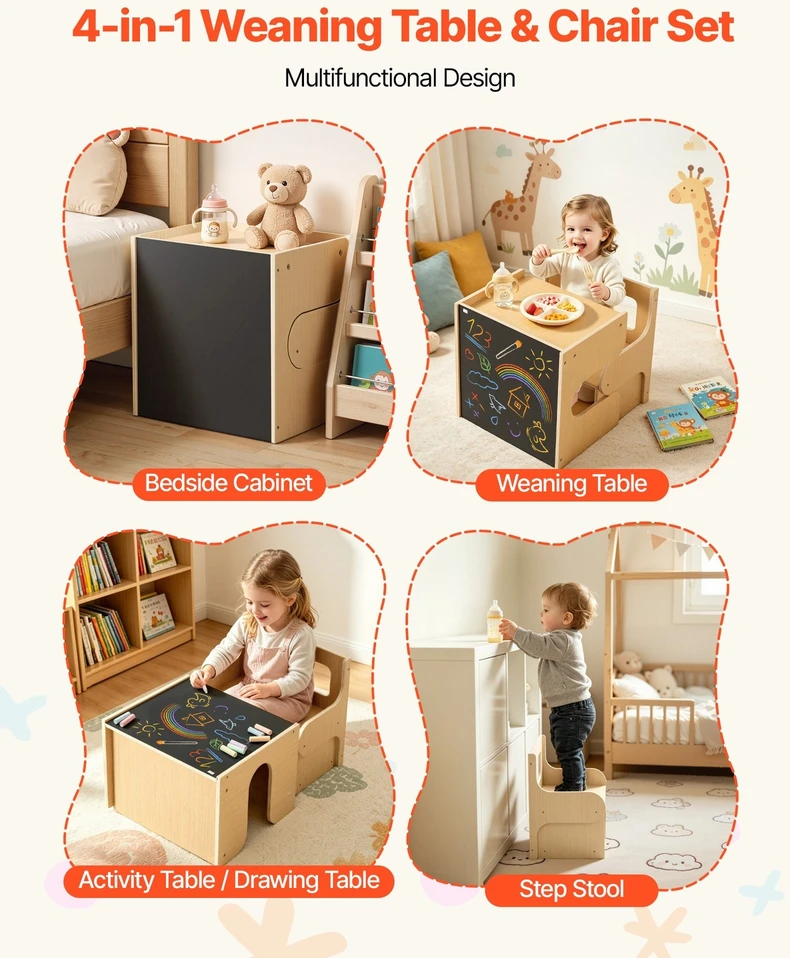 VEVOR Montessori nujunkymo stalo ir kėdės komplektas
