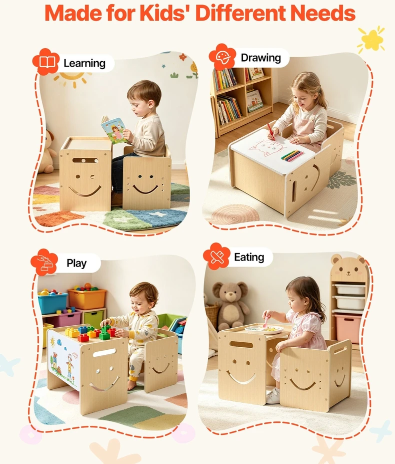 VEVOR Montessori nujunkymo stalo ir kėdės rinkinys