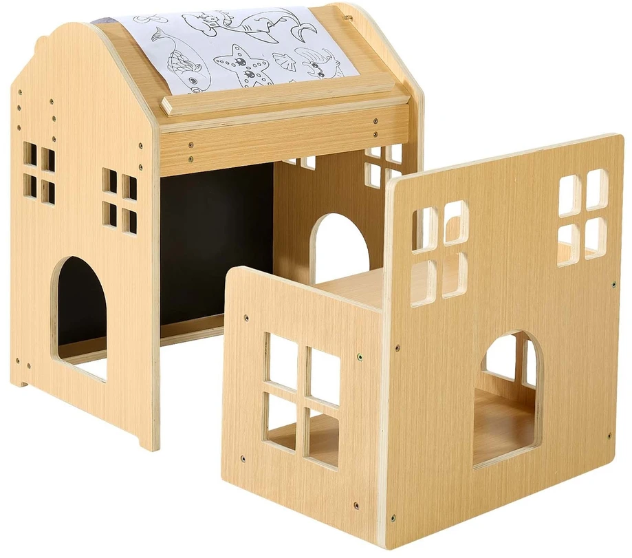 VEVOR Montessori vaikiškas stalo ir kėdės rinkinys 3in1
