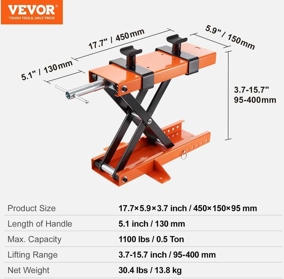 VEVOR Motociklų keltuvas žirklės 500 kg