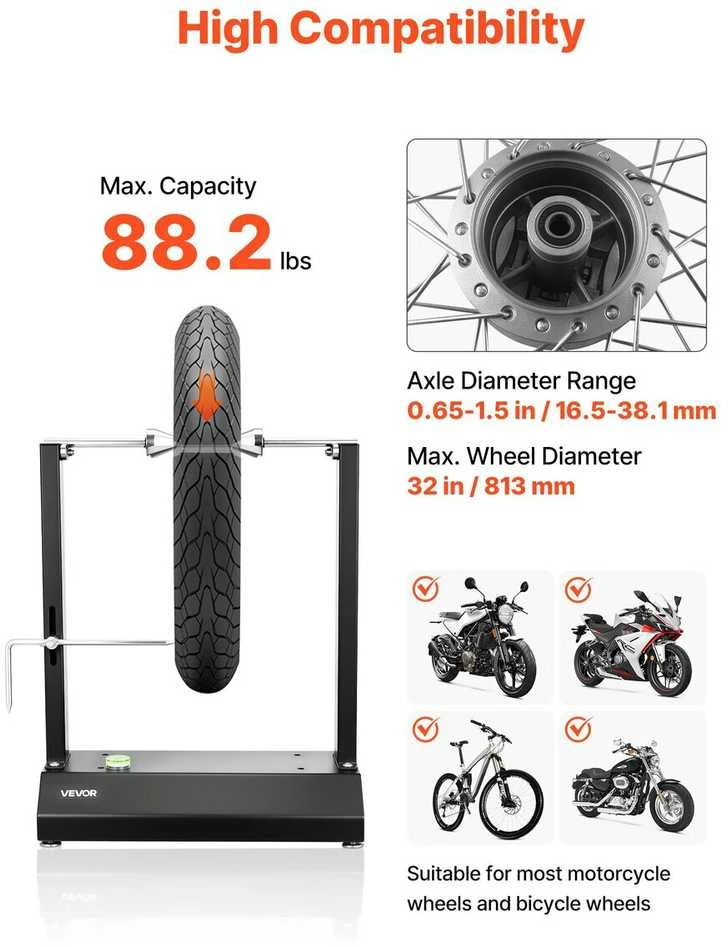 VEVOR Motociklų ratų balansyras, 40 kg talpos