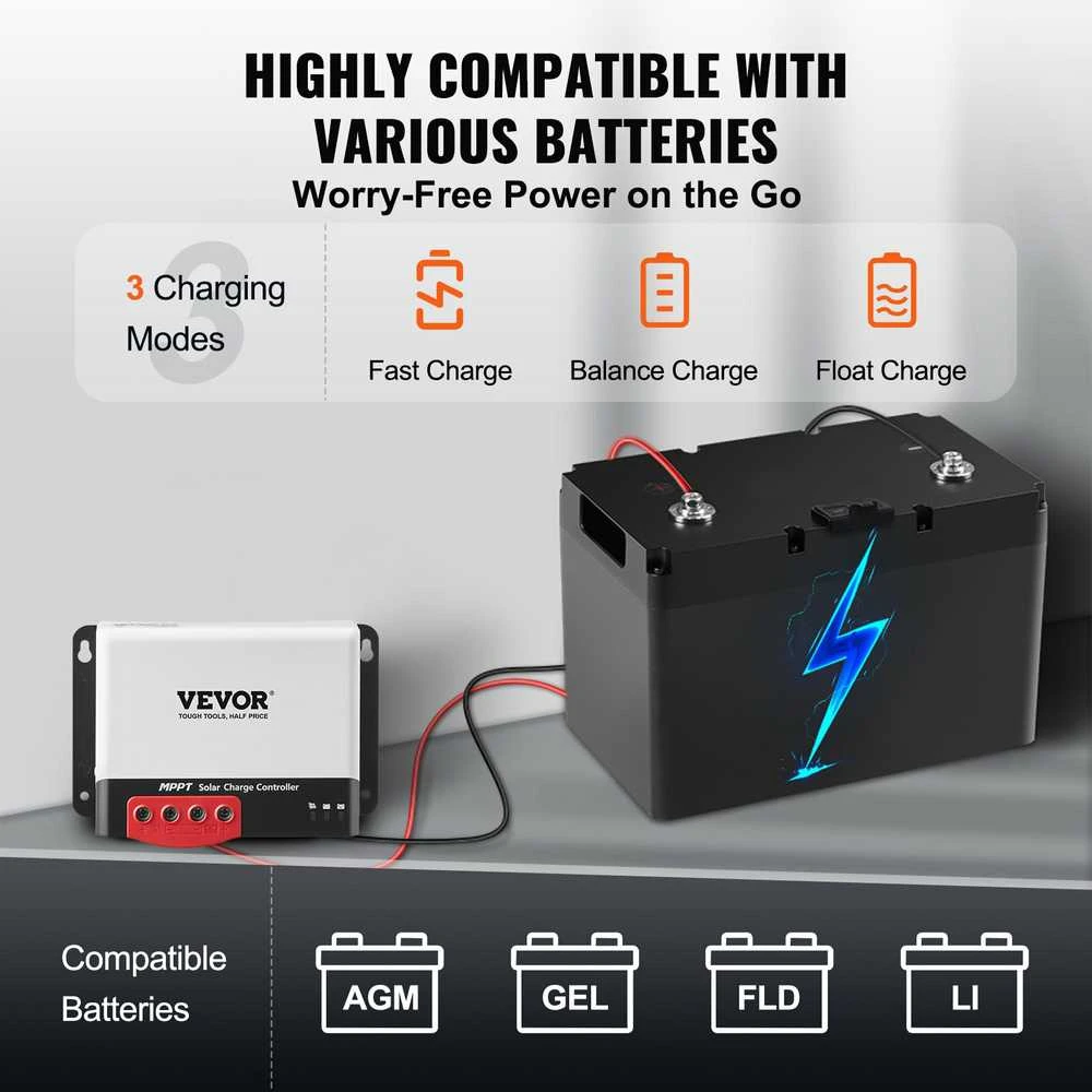 VEVOR MPPT saulės energijos valdiklis 50A su Bluetooth