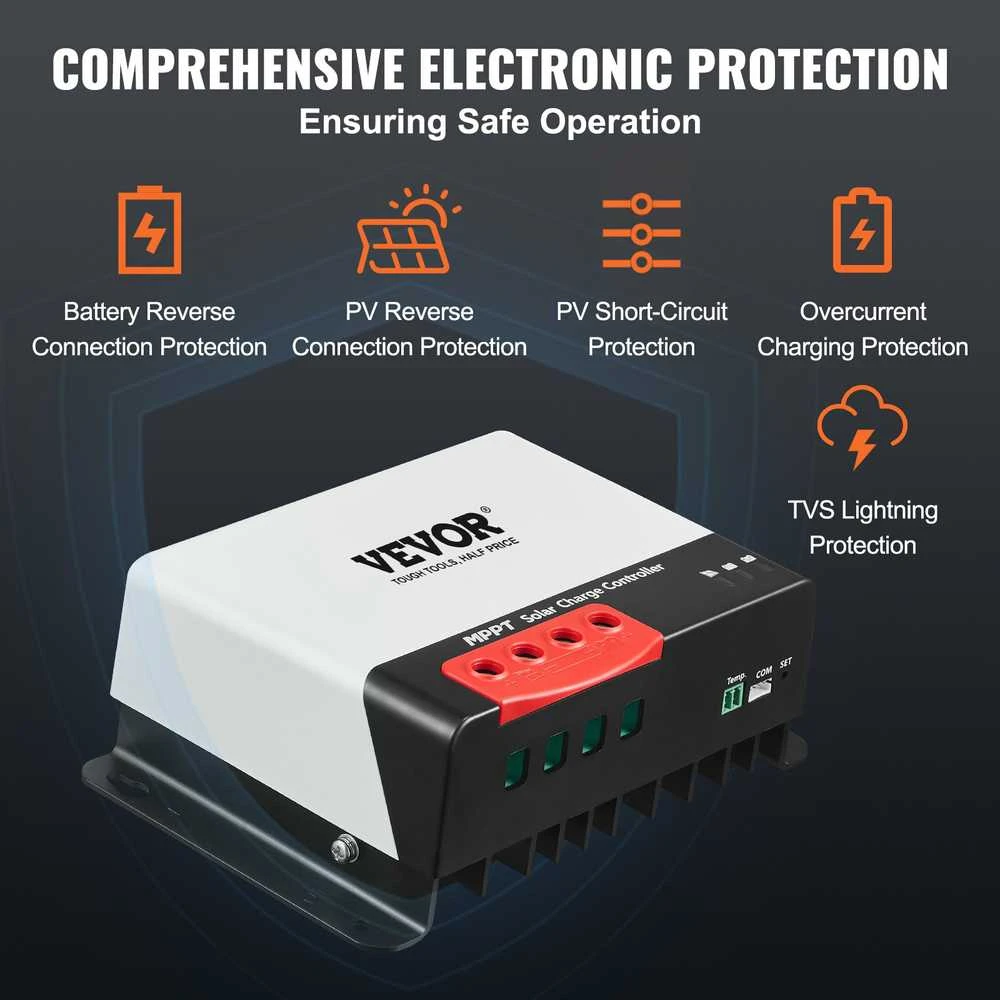 VEVOR MPPT saulės energijos valdiklis 50A su Bluetooth