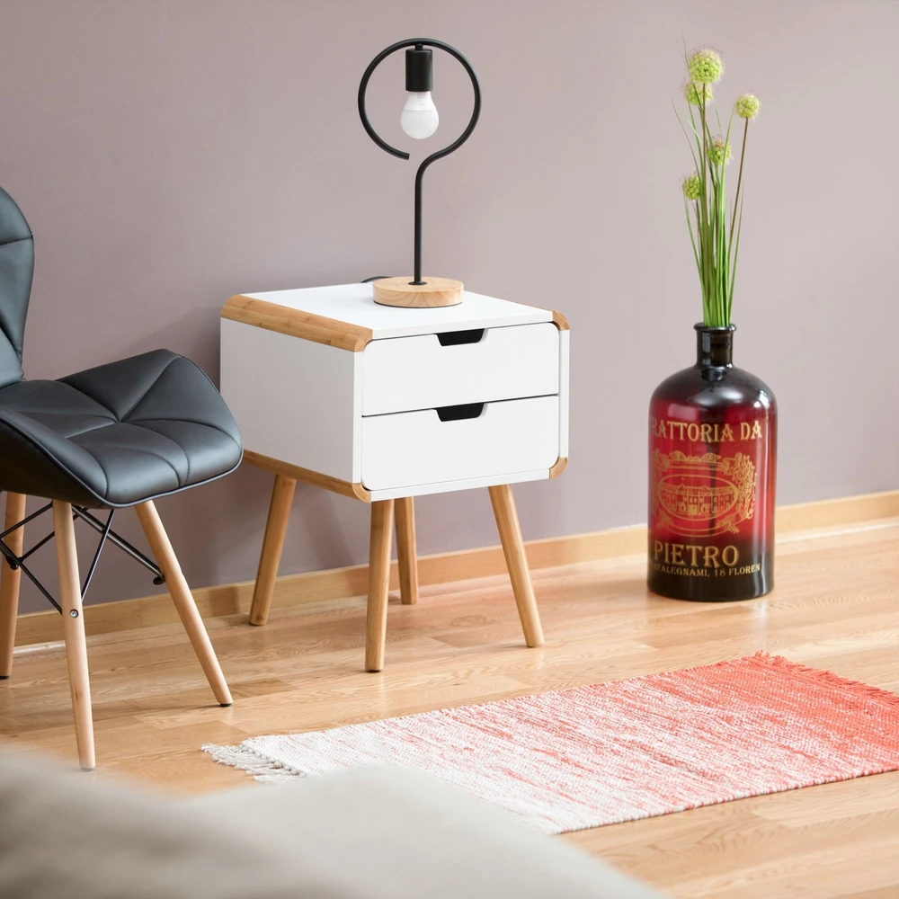 Relaxdays Naktinis staliukas su 2 stalčiais