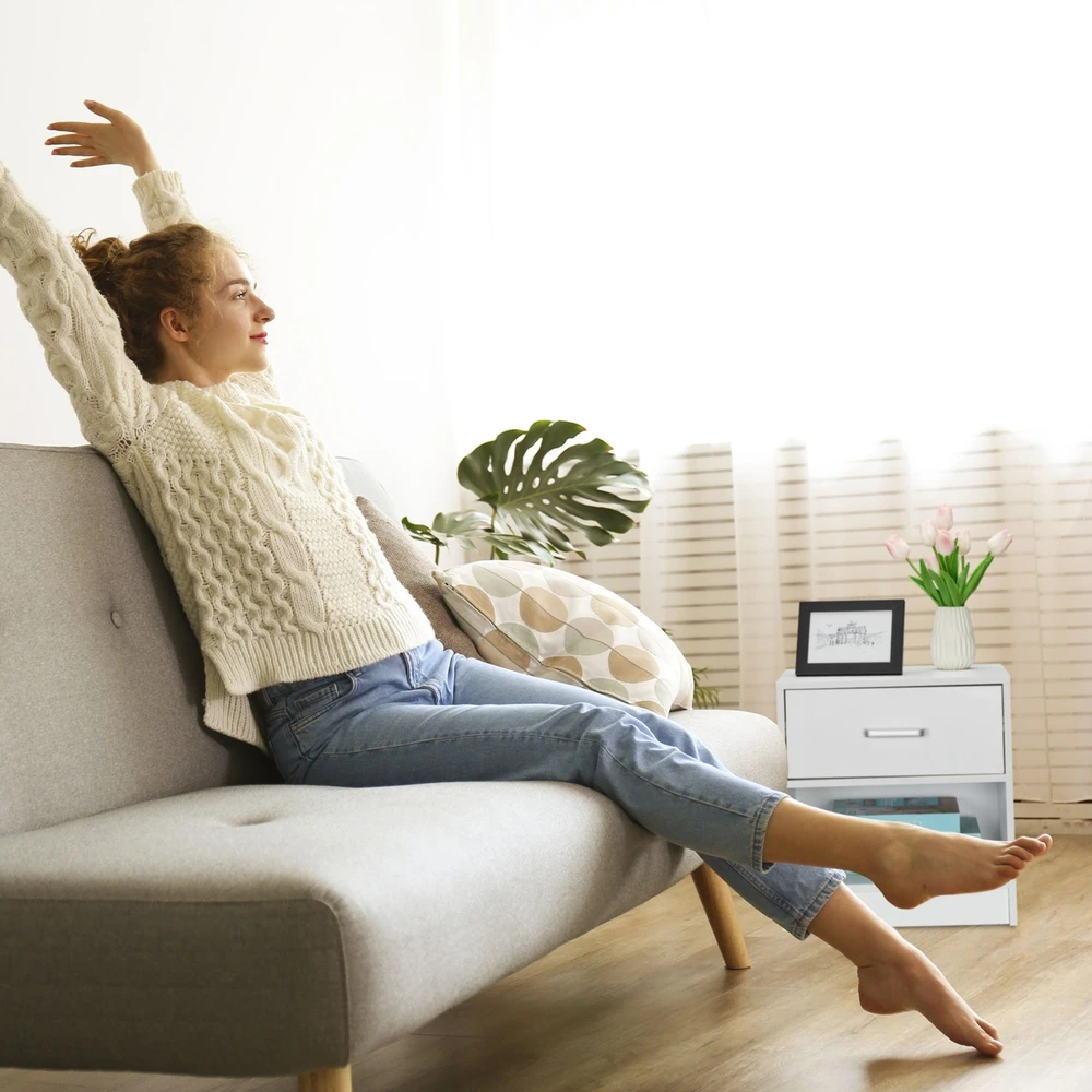 Relaxdays Naktinis staliukas su stalčiumi
