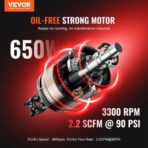 VEVOR Nešiojamas bealyvas oro kompresorius 18L 90 PSI