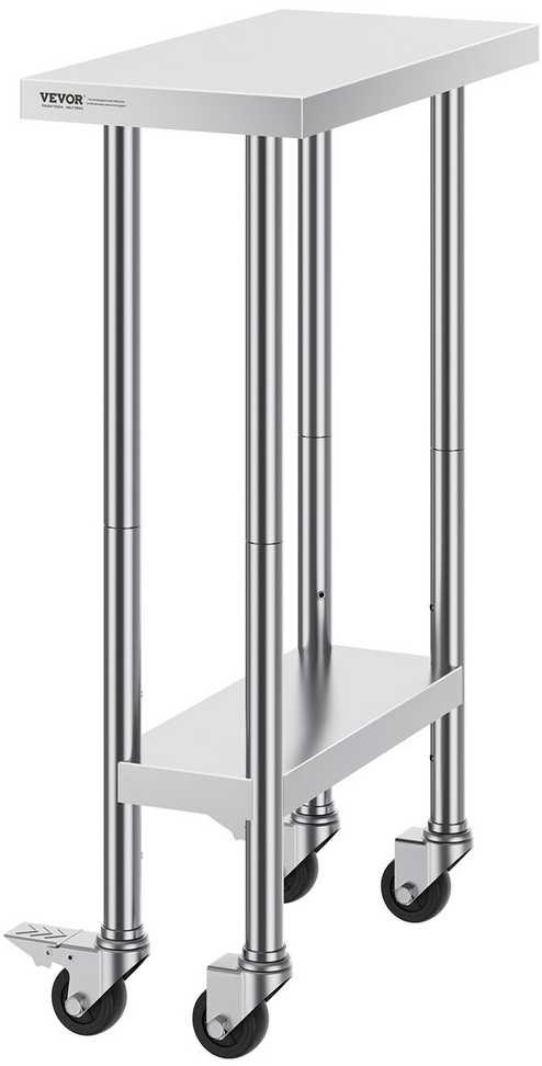 VEVOR Nerūdijančio plieno darbinis stalas 61x30cm su ratukais