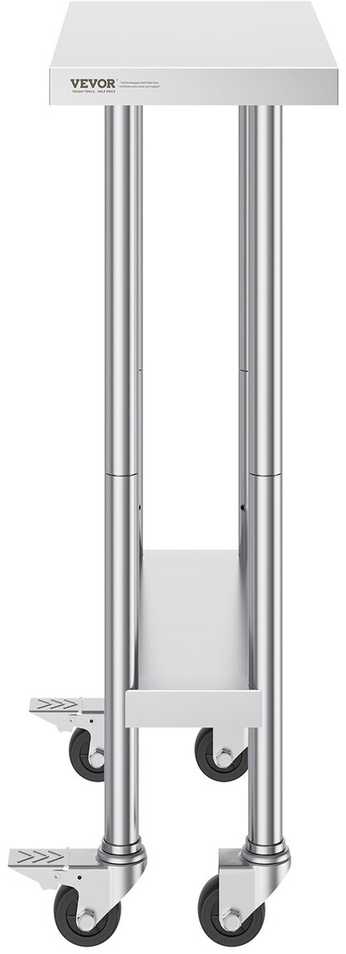 VEVOR Nerūdijančio plieno darbinis stalas 61x30cm su ratukais