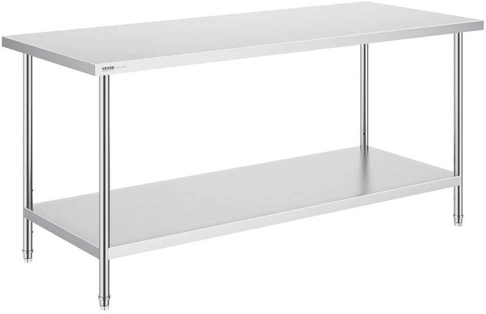 VEVOR Nerūdijančio plieno paruošiamasis stalas 76x183x86 cm
