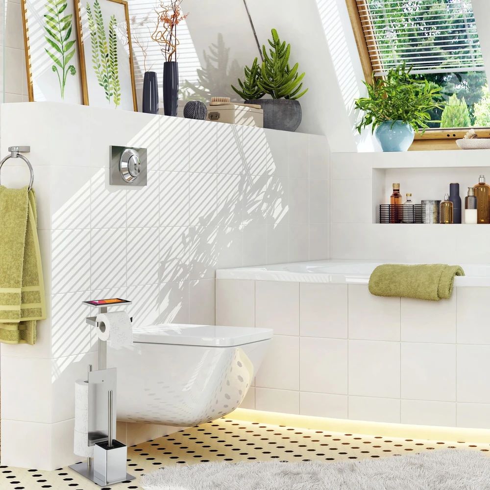 Relaxdays Nerūdijančio plieno tualeto rinkinys su padėklu