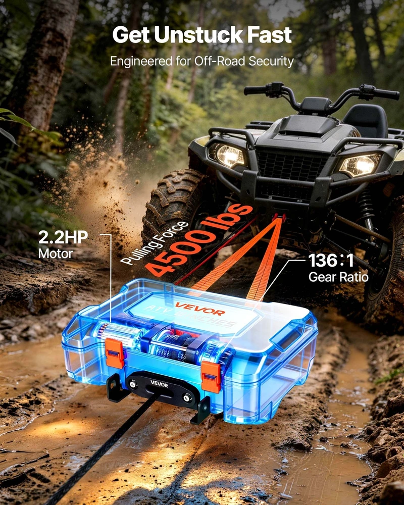 VEVOR Nešiojama 12V elektrinė gervė 2041 kg