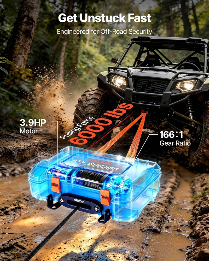 VEVOR Nešiojama 12V elektrinė gervė 2721 kg