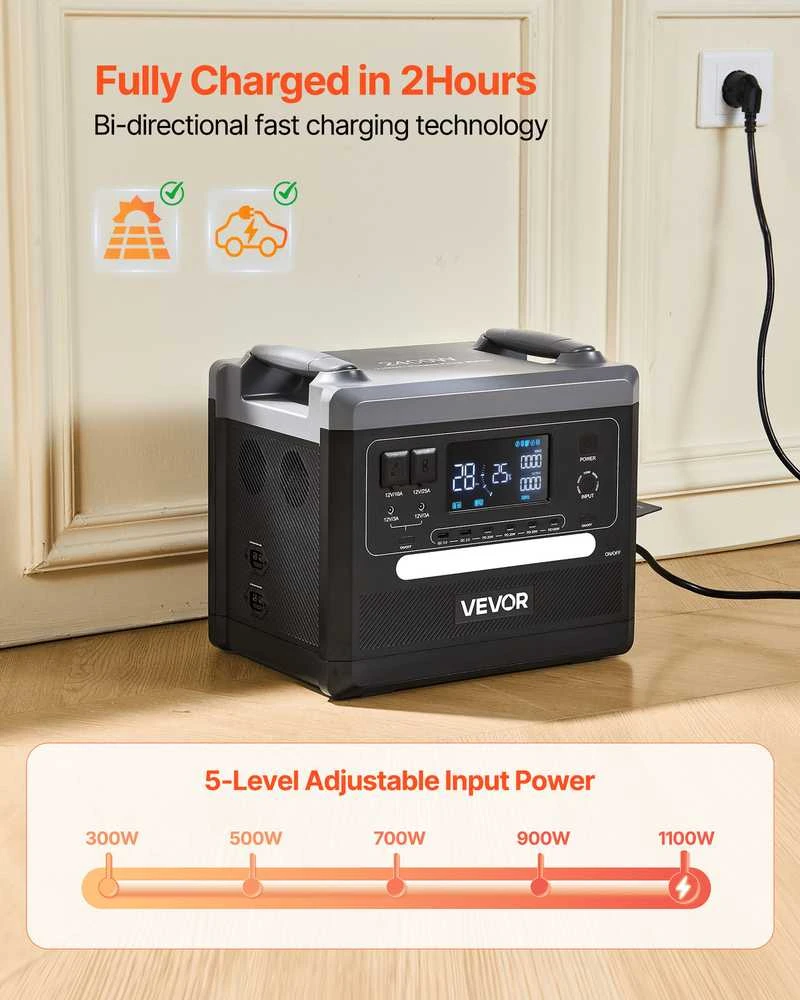 VEVOR Nešiojama 2400W saulės generatoriaus stotis