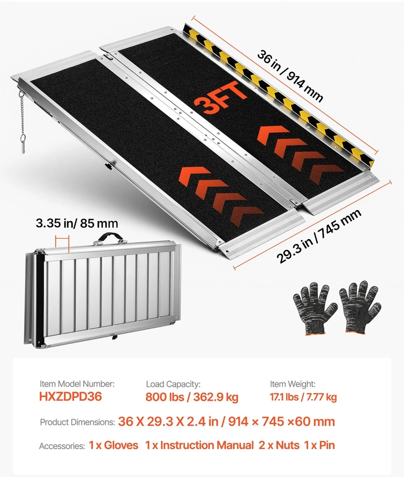 VEVOR Nešiojama neįgaliojo vežimėlio rampa 915 mm