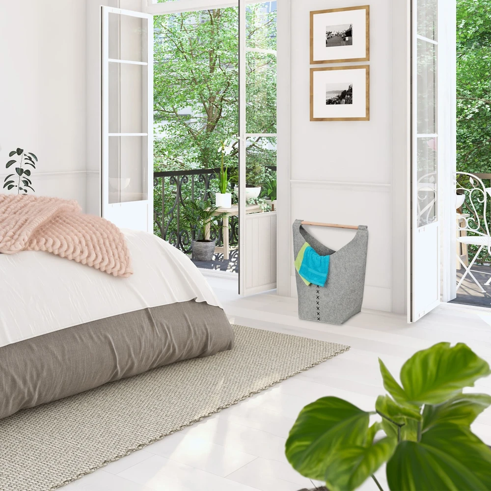 Relaxdays Nešiojama veltinio skalbinių dėžė
