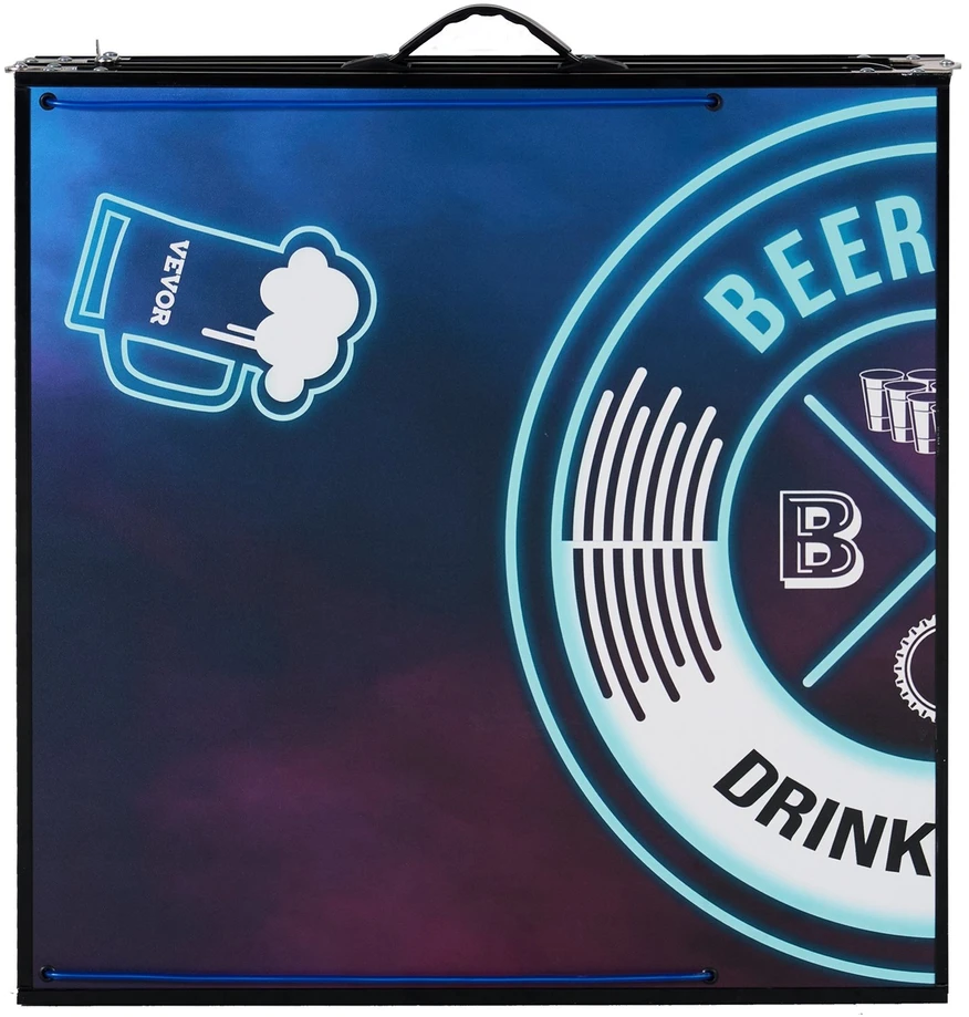 Nešiojamas 2,4 m beer pong stalas su LED