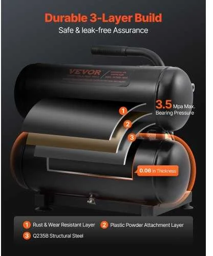 VEVOR Nešiojamas bealyvas oro kompresorius 18L 90 PSI