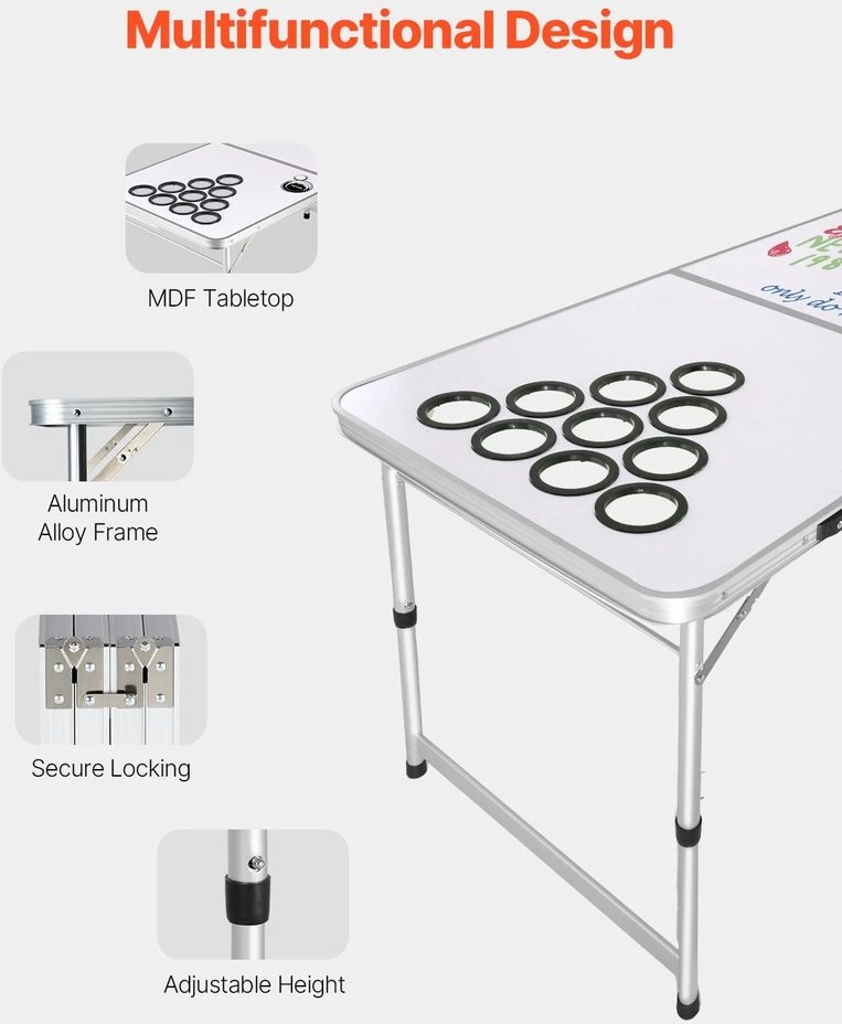 VEVOR Nešiojamas beer pong stalas 2,4 m