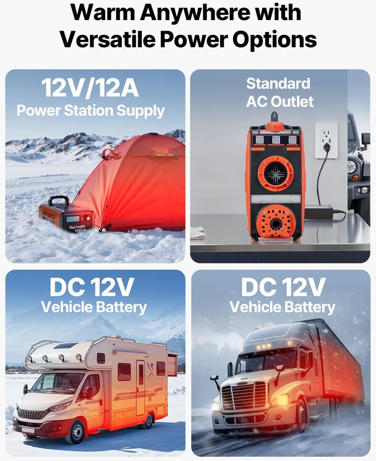 Vevor Portatyvus dyzelinis oro šildytuvas 8kW su Bluetooth valdymu ir LCD ekranu (380 x 150 x 410 mm)