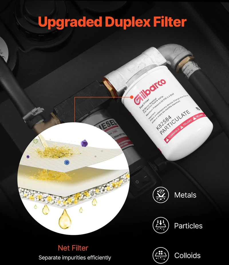 VEVOR Nešiojamas dyzelino bakas 220 l su siurbliu