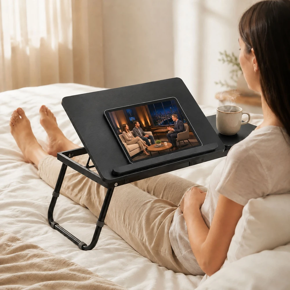 Relaxdays Nešiojamas juodas nešiojamojo kompiuterio padėklas