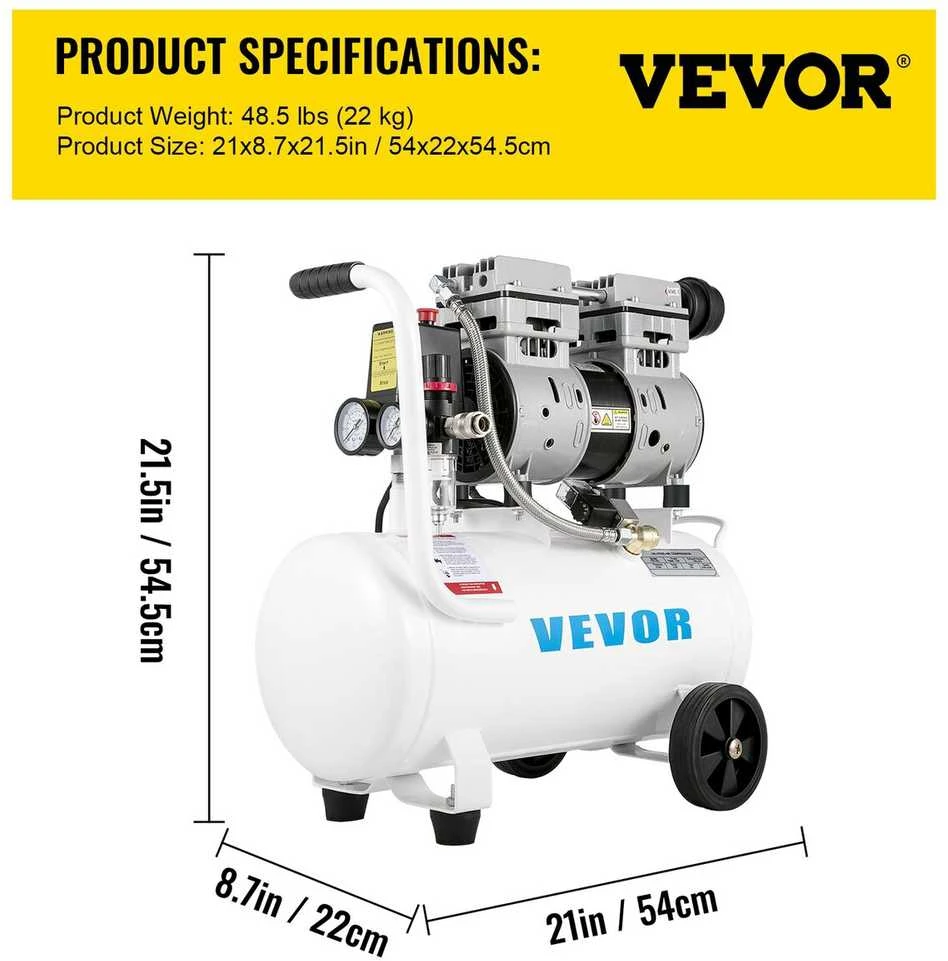 VEVOR Nešiojamas oro kompresorius 25L, 115 PSI