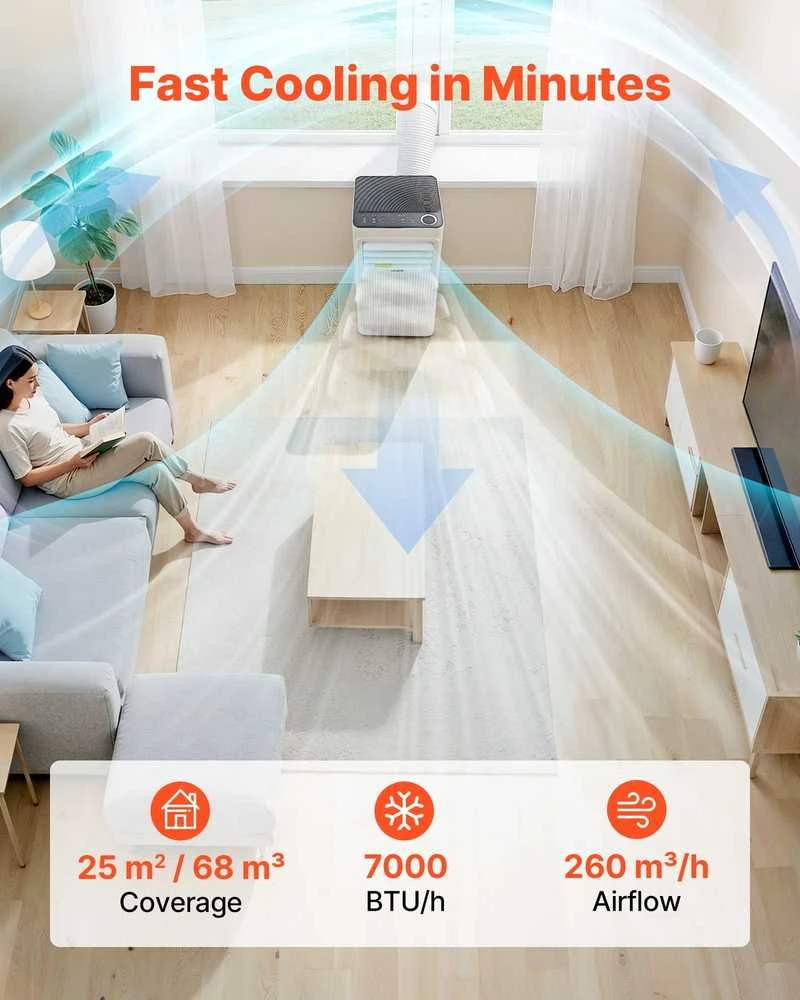 VEVOR Nešiojamas oro kondicionierius 2kW, 3-in-1