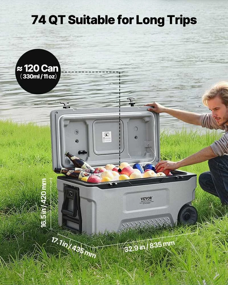 VEVOR Nešiojamas šaldytuvas su ratukais, 74 l