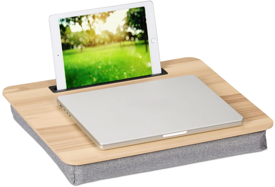 Relaxdays Nešiojamojo kompiuterio padėklas lovai 17" su telefono laikikliu