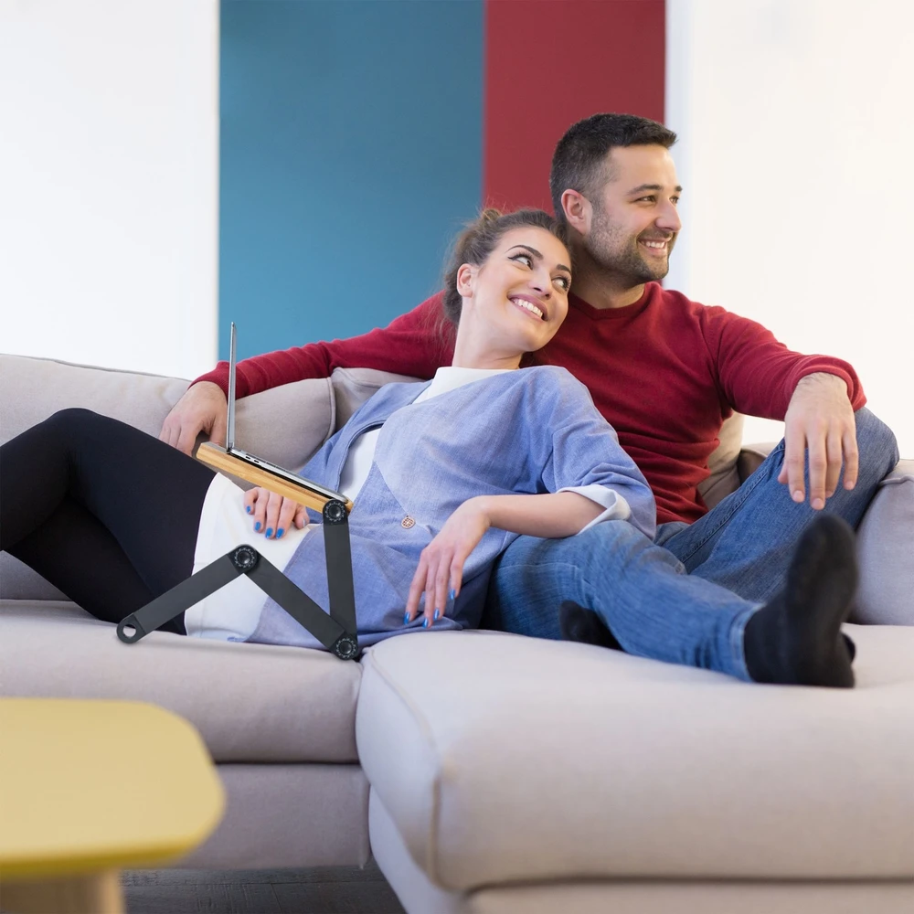 Relaxdays Nešiojamojo kompiuterio stovas iš bambuko ir aliuminio