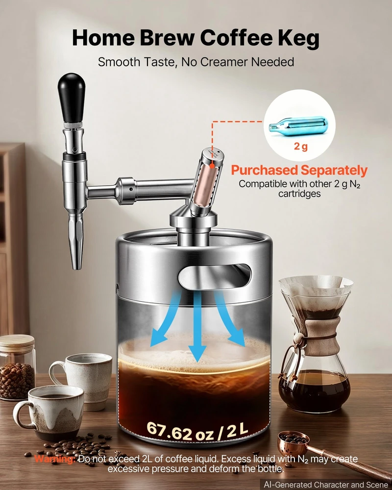 VEVOR Nitro cold brew kavos aparatas 4 l