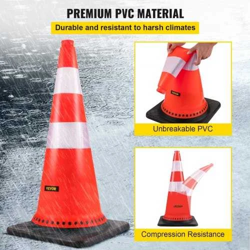 VEVOR Oranžiniai kelių kūgiai su atšvaitu 75 cm