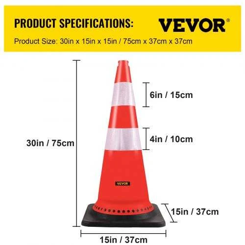 VEVOR Oranžiniai kelių kūgiai su atšvaitu 75 cm