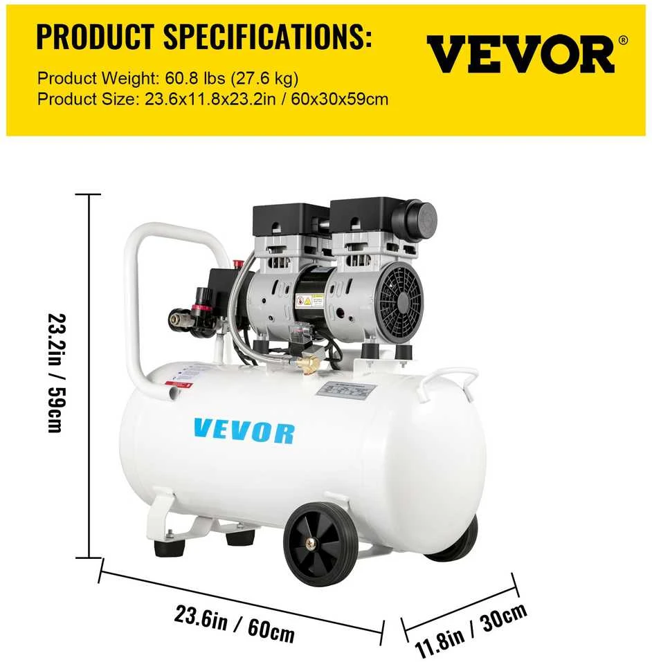 VEVOR Oro kompresorius namų remontui 50L, 8 bar