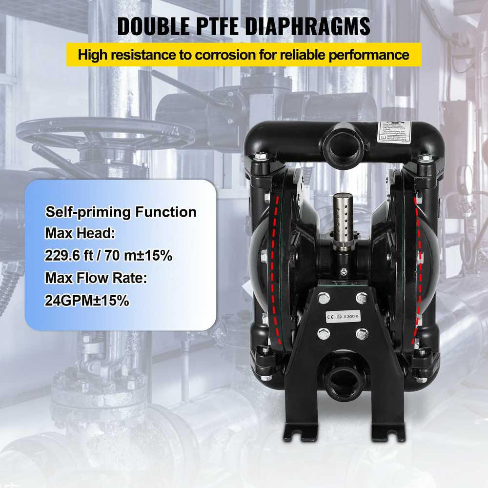 VEVOR Oro varomas dvigubas diafragminis siurblys QBY4-25L F46