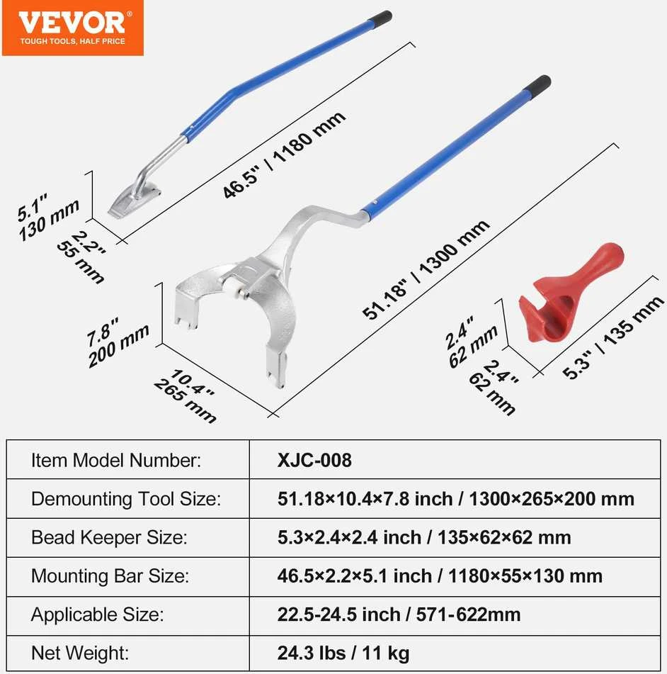 VEVOR Padangų montavimo ir išmontavimo įrankis, 571-622 mm